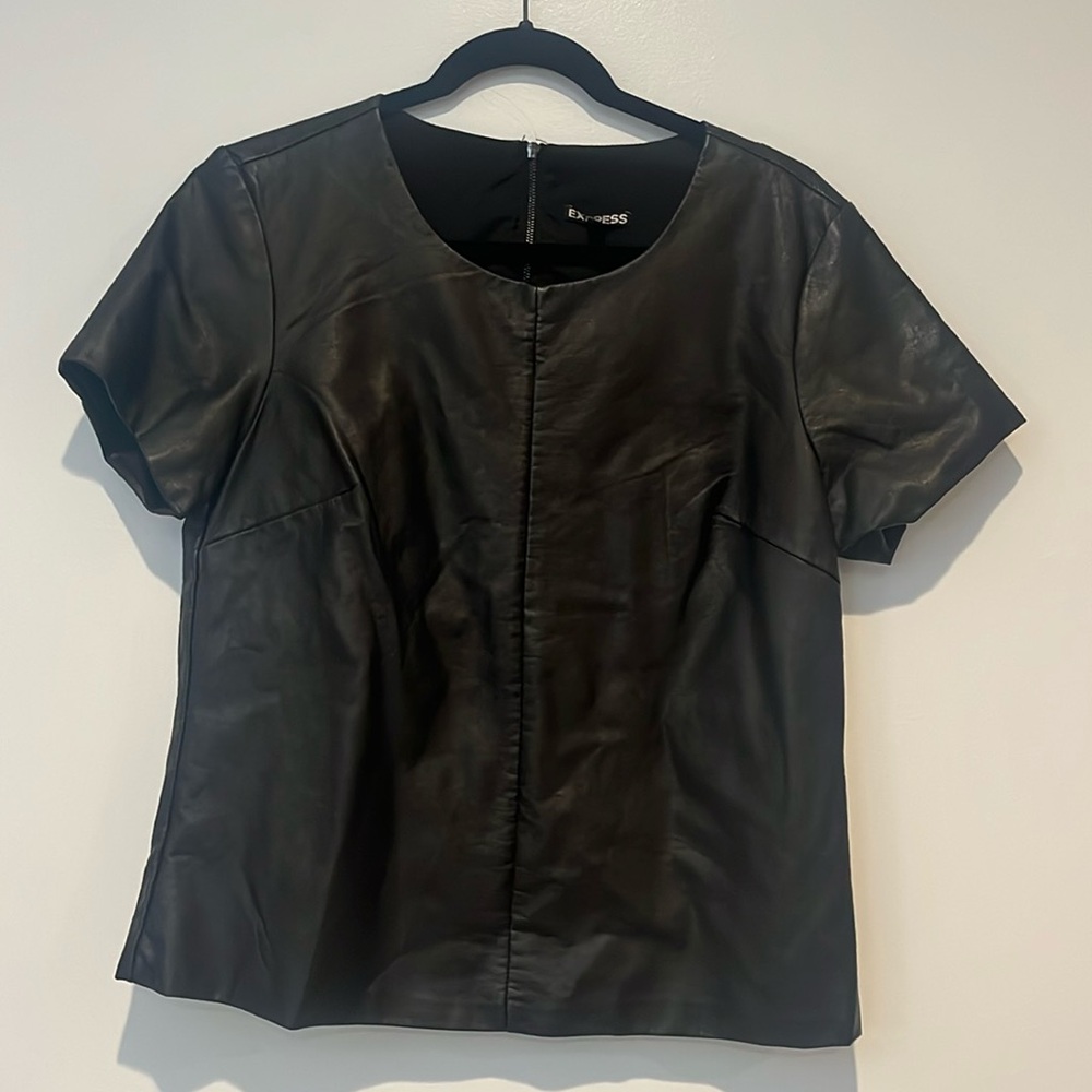 Faux leather top